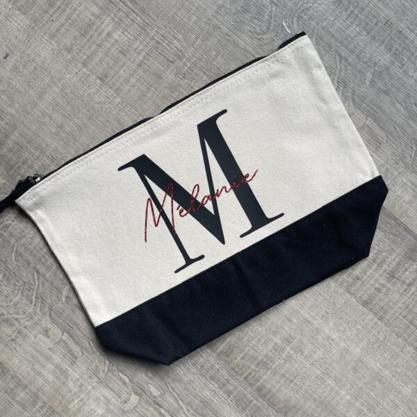 Trousse en coton Coralie  (Noir/Beige) – Image 2