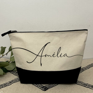 Trousse en coton Amelia(Noir/Beige)