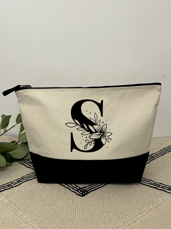 Trousse en coton Initiale  (Noir/Beige)