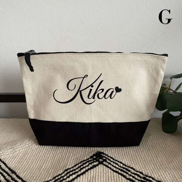 Trousse en coton Petit coeur (Noir/Beige)