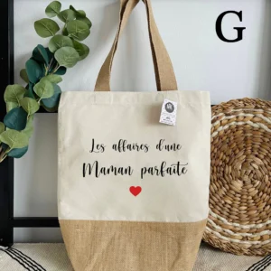 Tote bag Jute/coton Maman