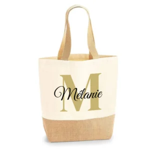 Tote bag Jute/coton Initiale